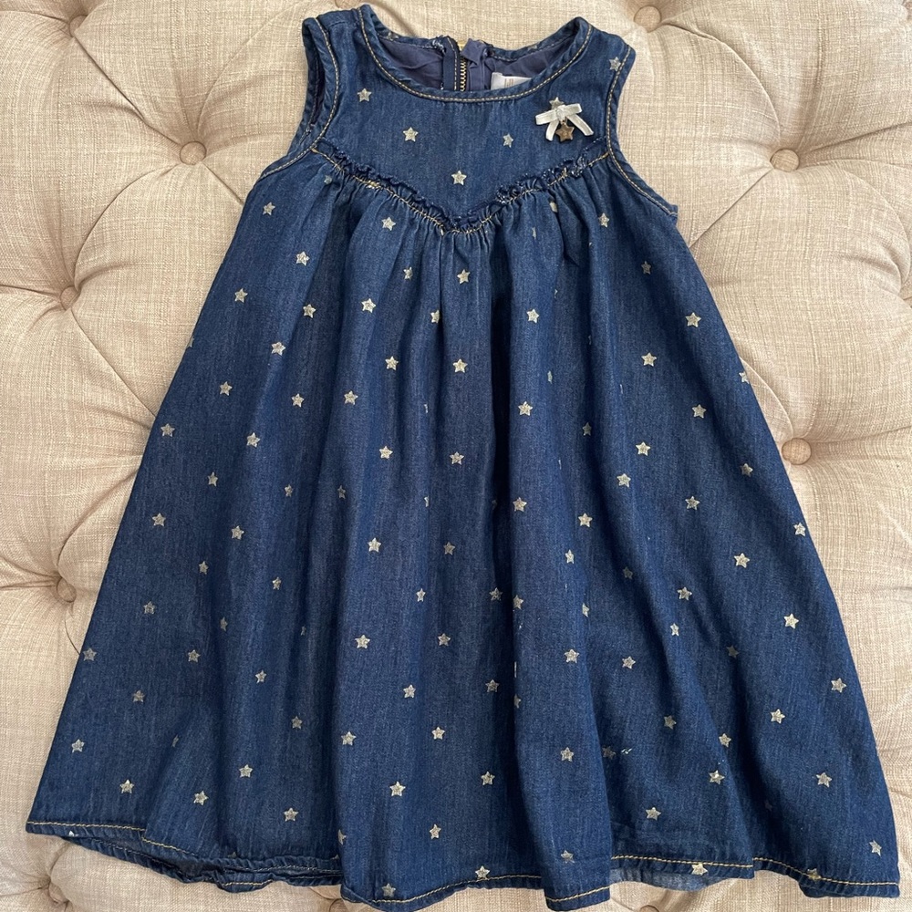 Lily Wicket girl’s blue chambray/denim stars dress size 5T